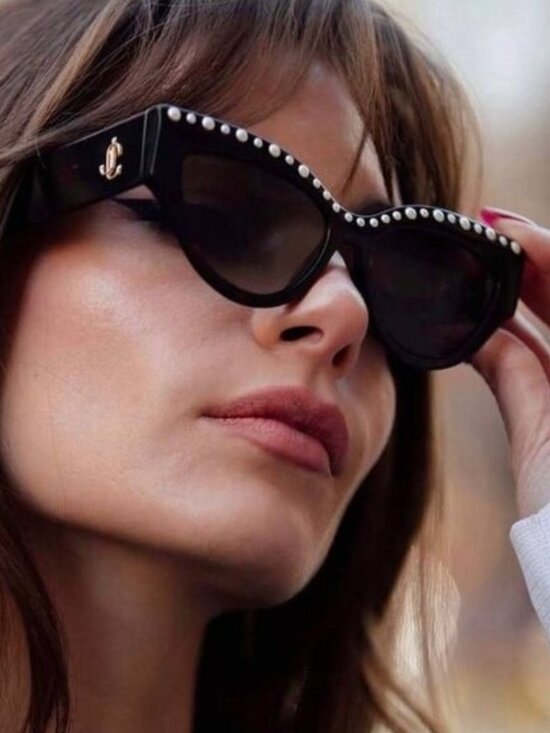 Jimmy Choo SONJA/G/S 0807 9O Sunglasses Black Cat Eye Frame, Grey Lenses main image 8